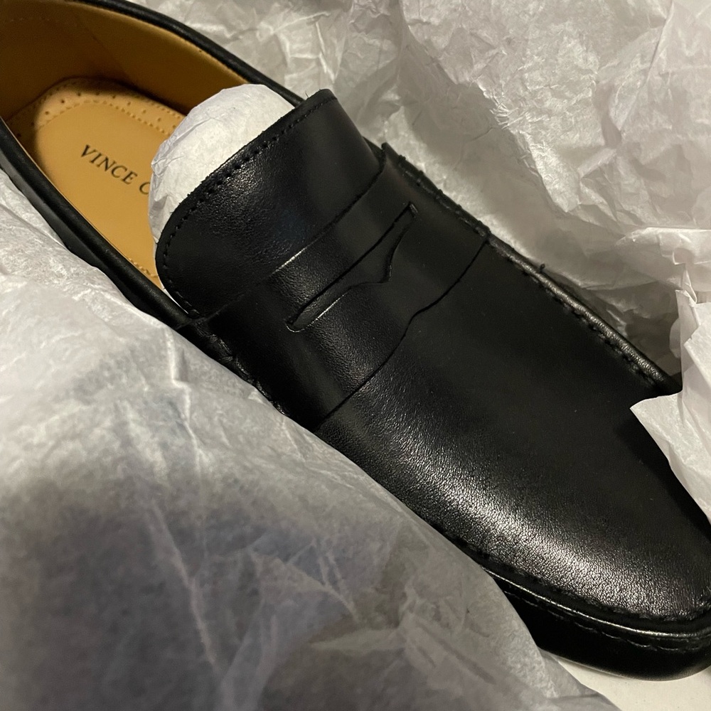 Vince Black Leather Loafers for Men